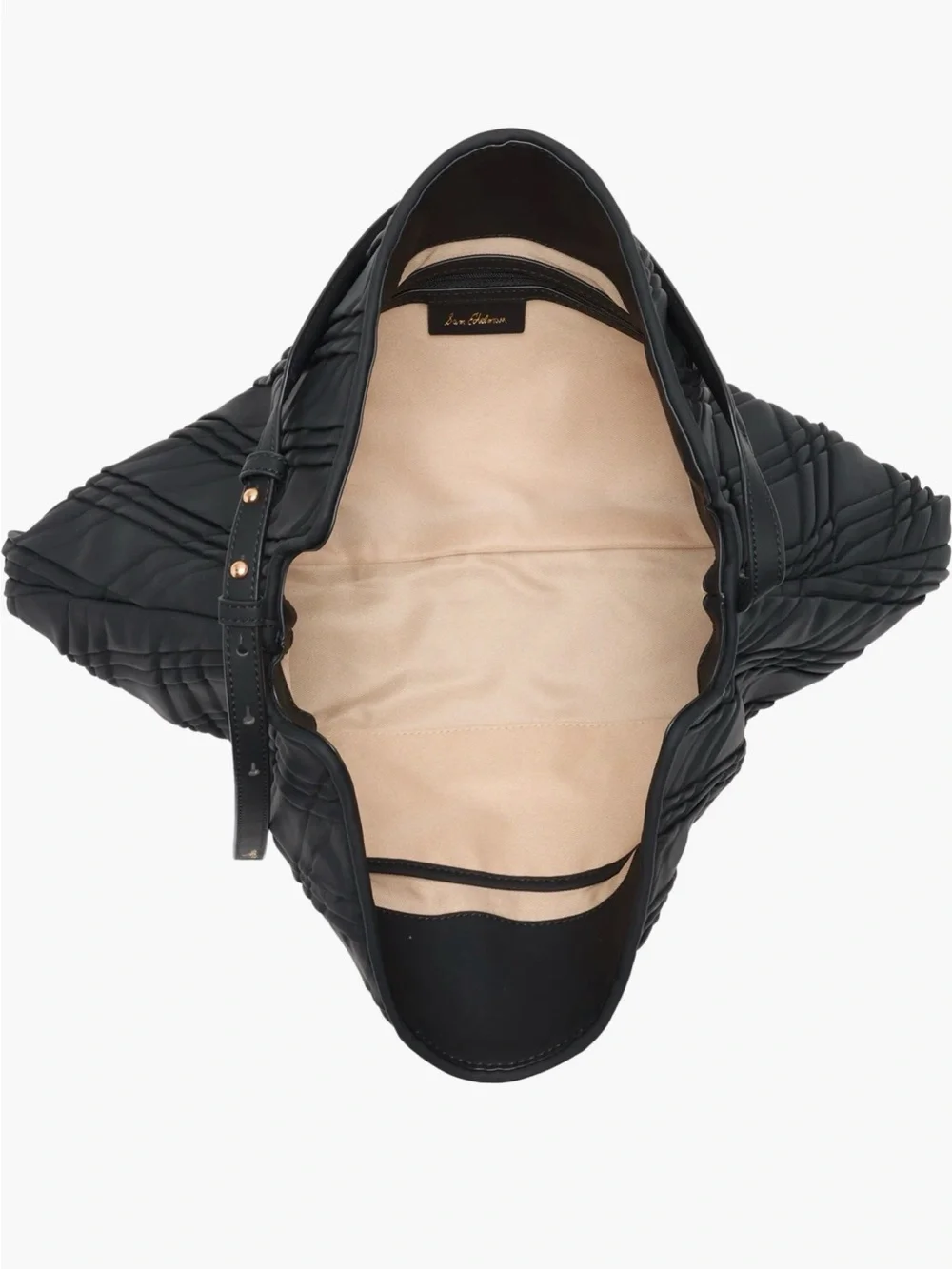 Sam Edelman Black Quilted Peddy Shoulder Bag with Textured Diagonal Stitching